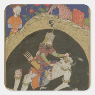 Rustam slays the White Div of Mazandaran, illustra Square Sticker