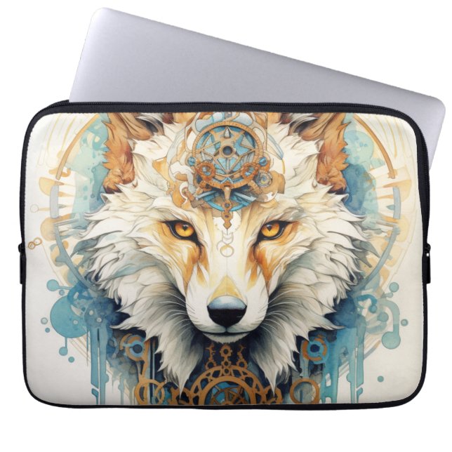 Rustclaw Steampunk Wolf Laptop Sleeve (Front)