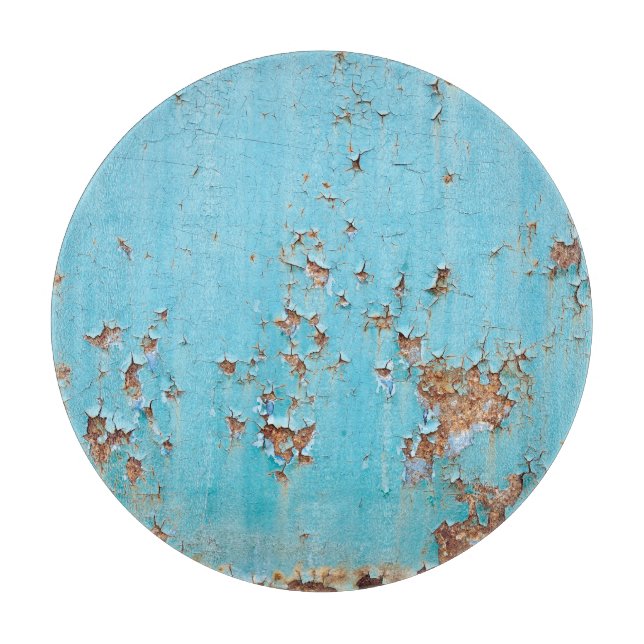 Rusted Blue Metal: Textured Wall. Cutting Board (Front)