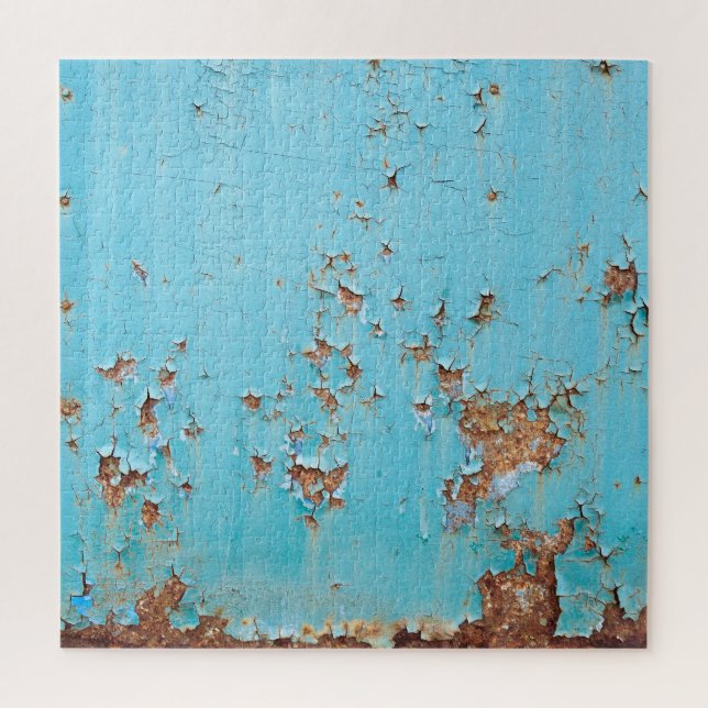 Rusted Blue Metal: Textured Wall. Jigsaw Puzzle (Vertical)