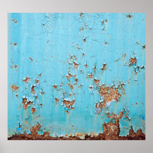 Rusted Blue Metal: Textured Wall. Poster (Front)