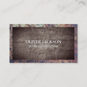 Rusted Border Scratched Grungy Metal Business Card