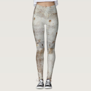 Rusted colourful metal wall, streaks. leggings