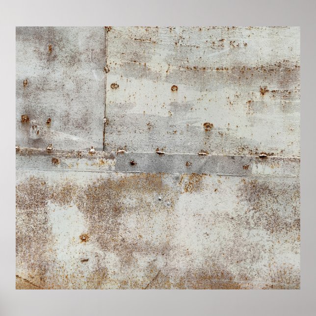 Rusted colourful metal wall, streaks. poster (Front)