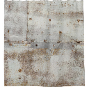 Rusted colourful metal wall, streaks. shower curtain