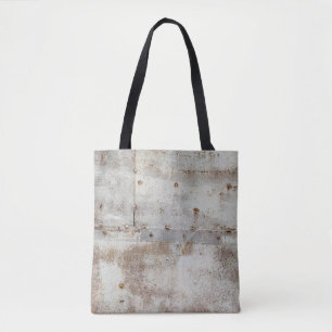 Rusted colourful metal wall, streaks. tote bag