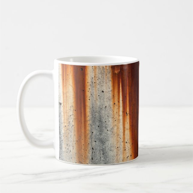 Rusted Grunge Wall: Textured Sagging Coffee Mug (Left)