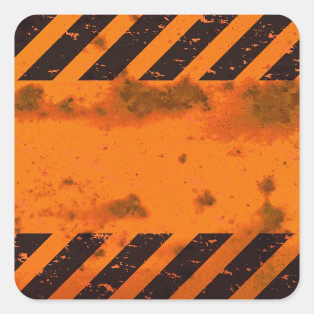 Rusted Hazard Stripes Background Square Sticker (Front)
