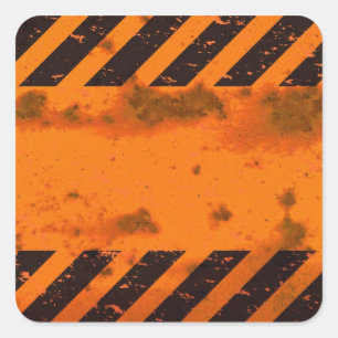 Rusted Hazard Stripes Background Square Sticker