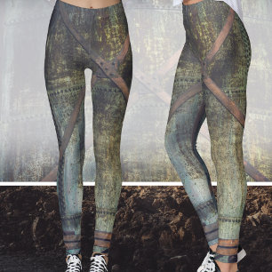 Rusted Industrial Objects in Urban Landscape Leggings