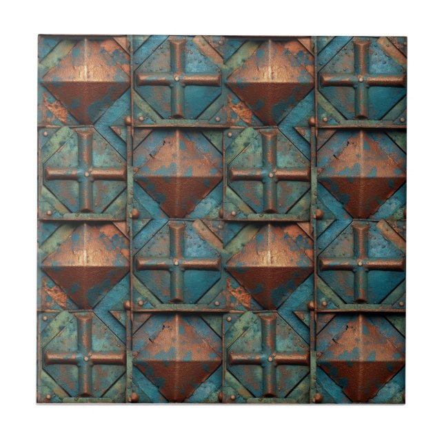 Rusted Iron Metal  Ceramic Tile (Front)