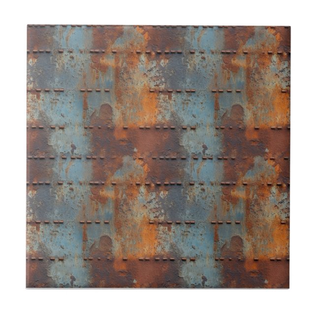 Rusted Iron Metal  Ceramic Tile (Front)