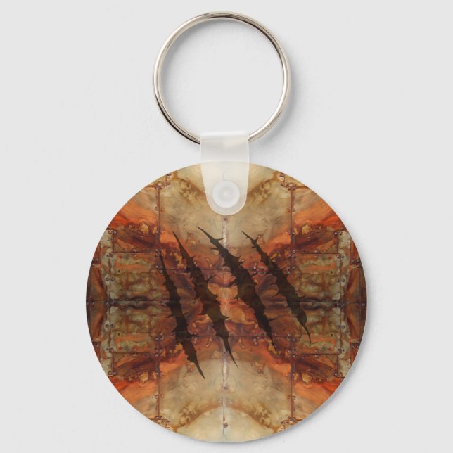 Rusted Metal Claw Rip Pattern Key Ring (Front)