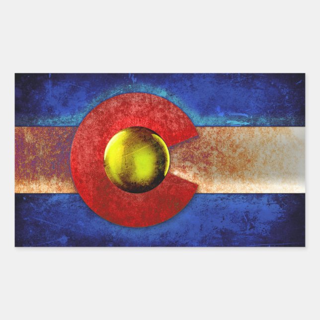 Rusted Metal Colorado Flag Rectangular Sticker (Front)