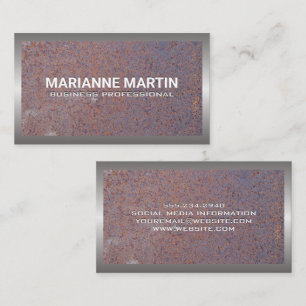 Rusted Metal   Metallic Border Business Card