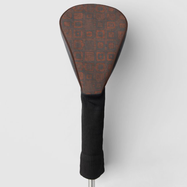 Rusted Metal Squares Golf Head Cover (Front)