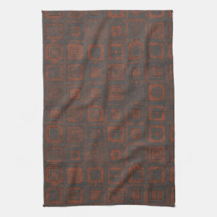 Rusted Metal Squares Tea Towel