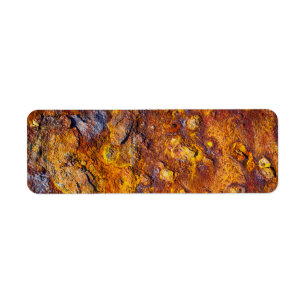 Rusted metal surface return address label