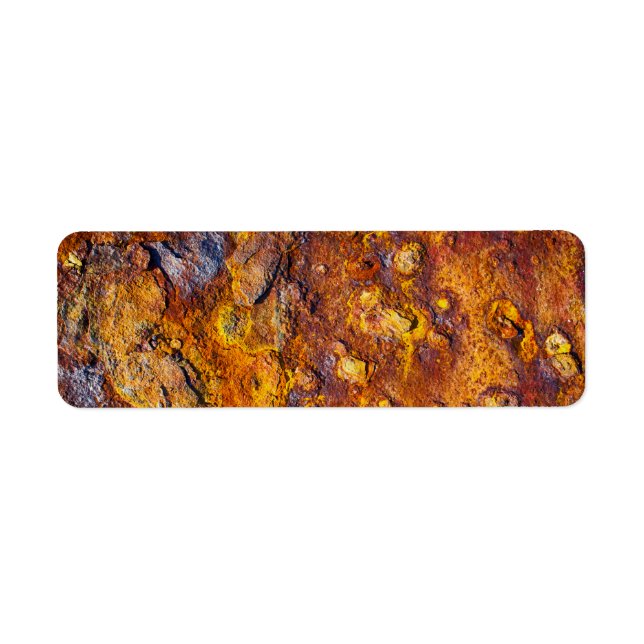Rusted metal surface return address label (Front)