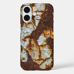 Rusted metal surface with peeling iPhone 16 case