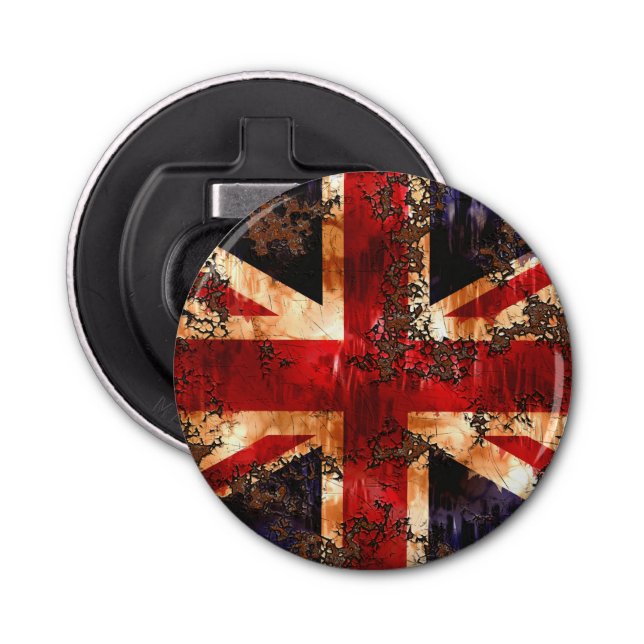 Rusted Patriotic United Kingdom Flag Bottle Opener (Front)