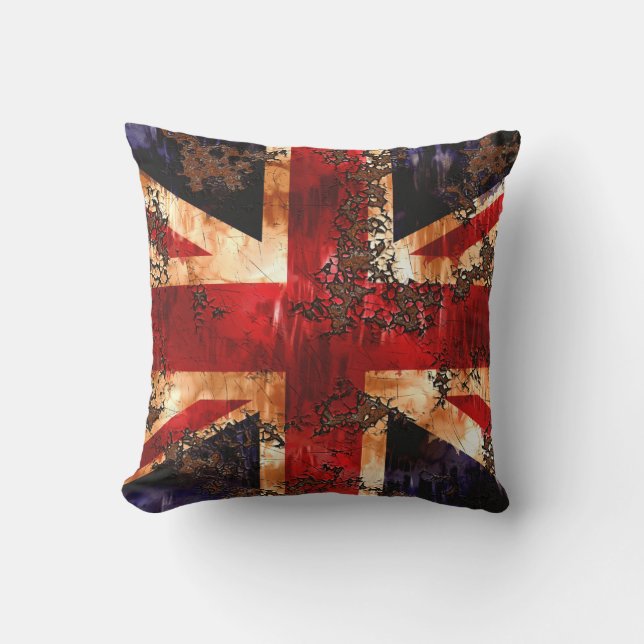 Rusted Patriotic United Kingdom Flag Cushion (Front)