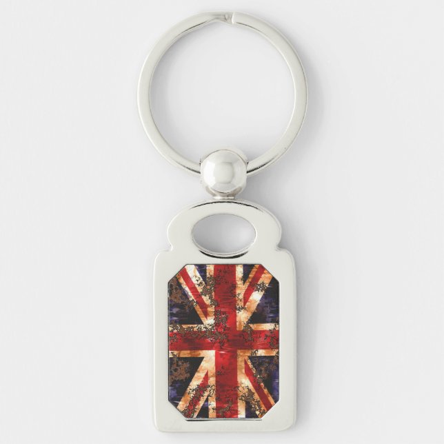 Rusted Patriotic United Kingdom Flag Key Ring (Front)