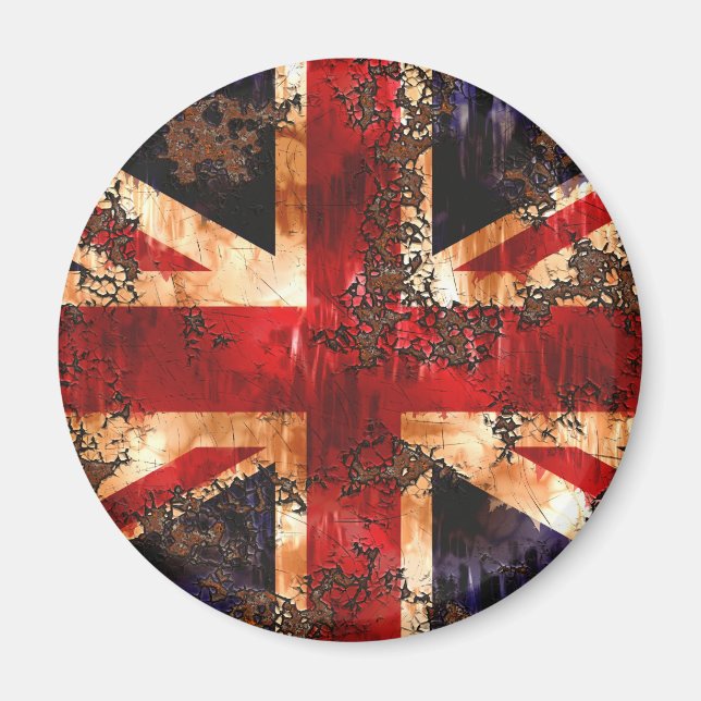 Rusted Patriotic United Kingdom Flag Magnet (Front)