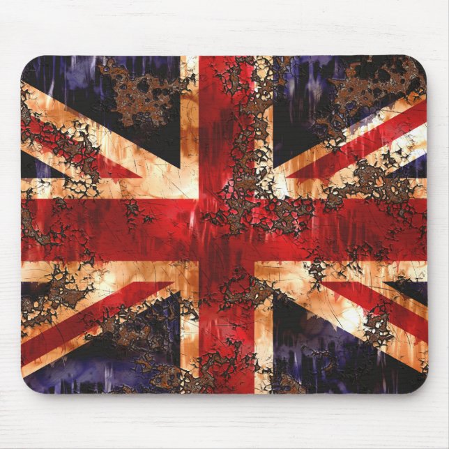 Rusted Patriotic United Kingdom Flag Mouse Pad (Front)