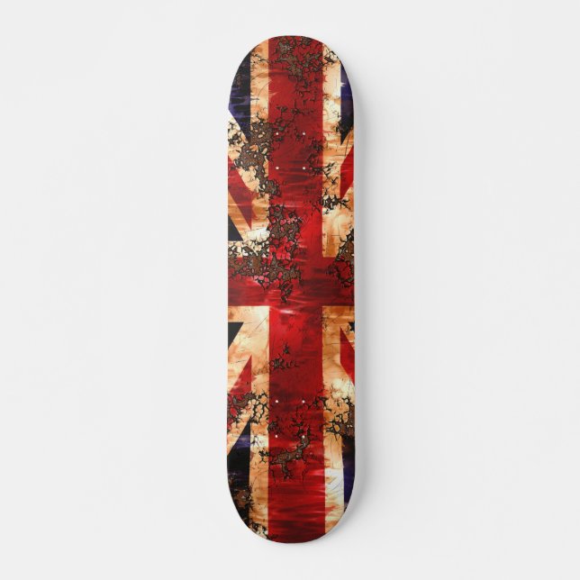 Rusted Patriotic United Kingdom Flag Skateboard (Front)