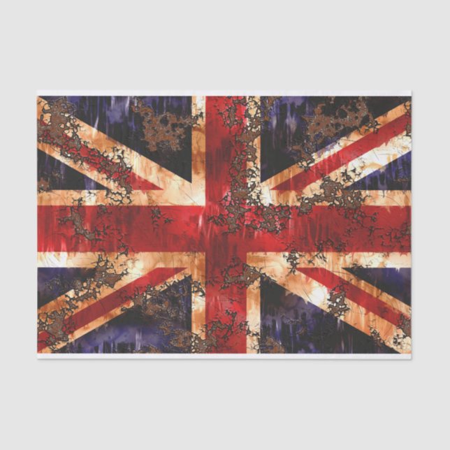 Rusted Patriotic United Kingdom Flag Tissue Paper (Front)