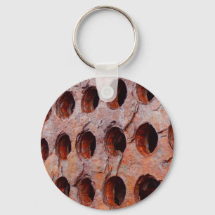 Rusted Perforated Metal Key Ring