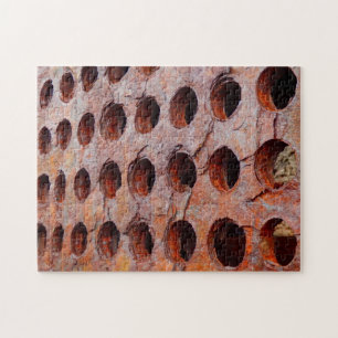 Rusted Perforated Metal Photo Puzzle with Gift Box