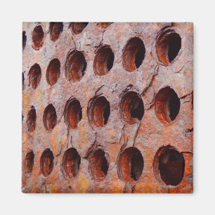 Rusted Perforated Metal Square Magnet
