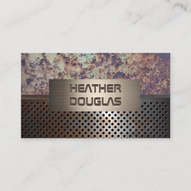 Rusted Perforated Metal | Vintage Background Business Card (Front)