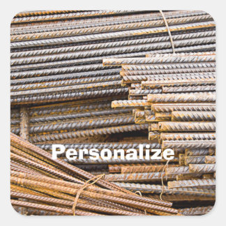 RUSTED REBAR METAL RODS SQUARE STICKER