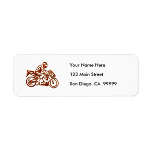 Rusted Rider on Motorcycle Return Address Label