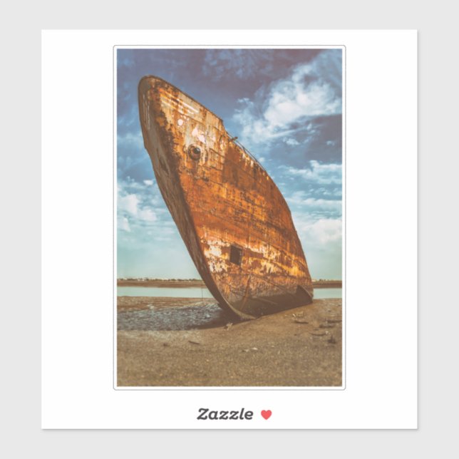 Rusted Shipwreck beached or stranded on a beach (Sheet)