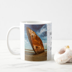 Rusted Shipwreck beached or stranded on a beach Coffee Mug
