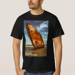 Rusted Shipwreck beached or stranded on a beach T-Shirt