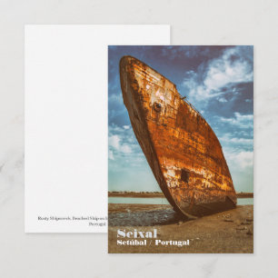 Rusted Shipwreck beached or stranded on a beach Thank You Card