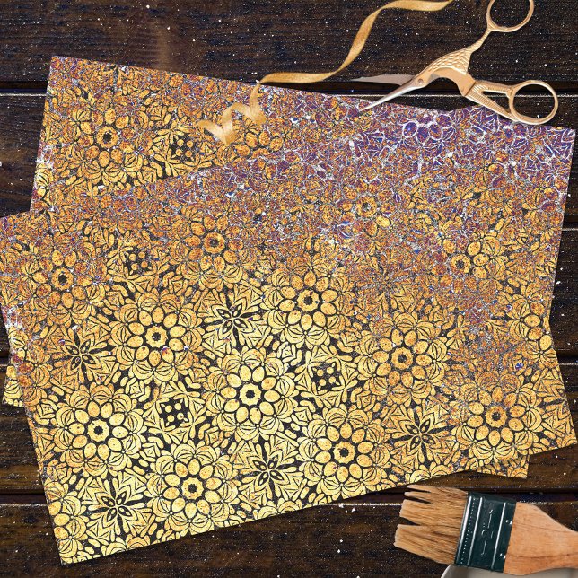 Rusted Textured Geometric Damask Floral Pattern Tissue Paper (Creator Uploaded)