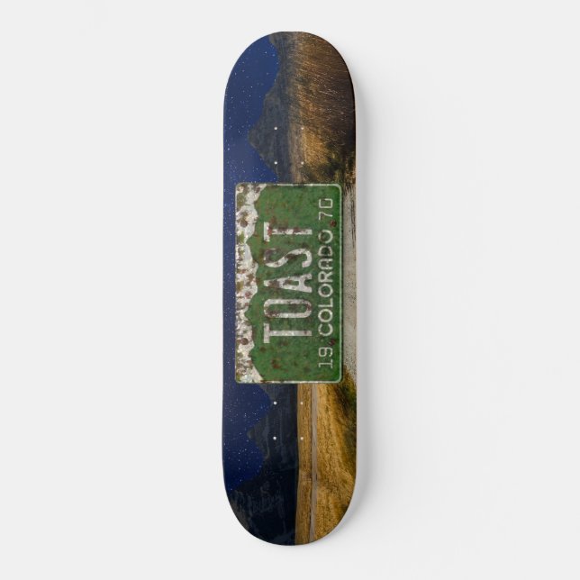 Rusted Vintage Colorado Automotive License Plate Skateboard (Front)