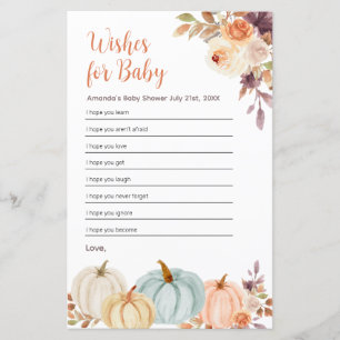 Rusti Orange Pumpkin Floral Wishes for Baby