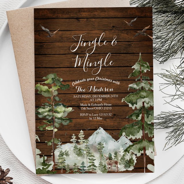 Rusti Wood Winter Animal Jingle & Mingle Forest Invitation (Creator Uploaded)