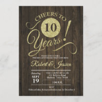 Rustic 10th Wedding Anniversary - Gold Wood