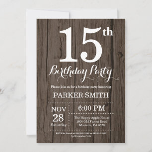 Rustic 15th Birthday Invitation