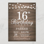 Rustic 16th Birthday Invitation String Lights Wood<br><div class="desc">Rustic 16th Birthday Invitation with String Lights Wood Background. 16th 18th 21st 30th 40th 50th 60th 70th 80th 90th 100th,  Any age. For further customisation,  please click the "Customise it" button and use our design tool to modify this template.</div>