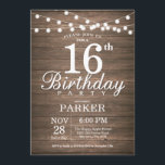 Rustic 16th Birthday Invitation String Lights Wood<br><div class="desc">Rustic 16th Birthday Invitation with String Lights Wood Background. 16th 18th 21st 30th 40th 50th 60th 70th 80th 90th 100th,  Any age. For further customisation,  please click the "Customise it" button and use our design tool to modify this template.</div>