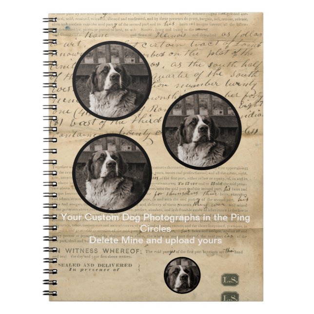 Rustic 1860's Your Custom Dog Art Ephemera Print Notebook (Front)